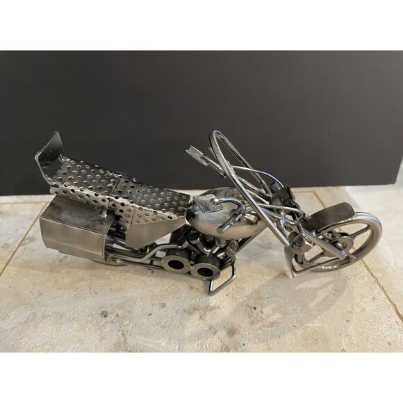Motorcycle Chopper Metal Art Handmade Nuts and Bolts — Motorcycle, Biker… - Picture 2 of 8